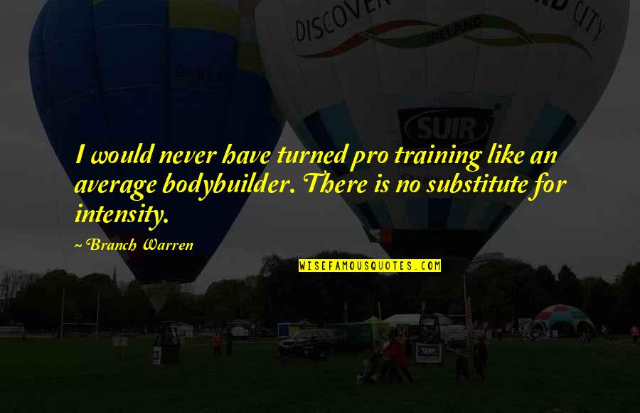 Bodybuilding Training Quotes By Branch Warren: I would never have turned pro training like