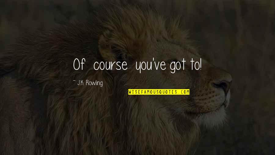 Boedigheimer Lake Quotes By J.K. Rowling: Of course you've got to! Boedigheimer Lake Quotes By J.K. Rowling: Of course you've got to!