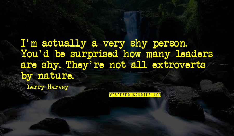 Boer Zoekt Vrouw Quotes By Larry Harvey: I'm actually a very shy person. You'd be