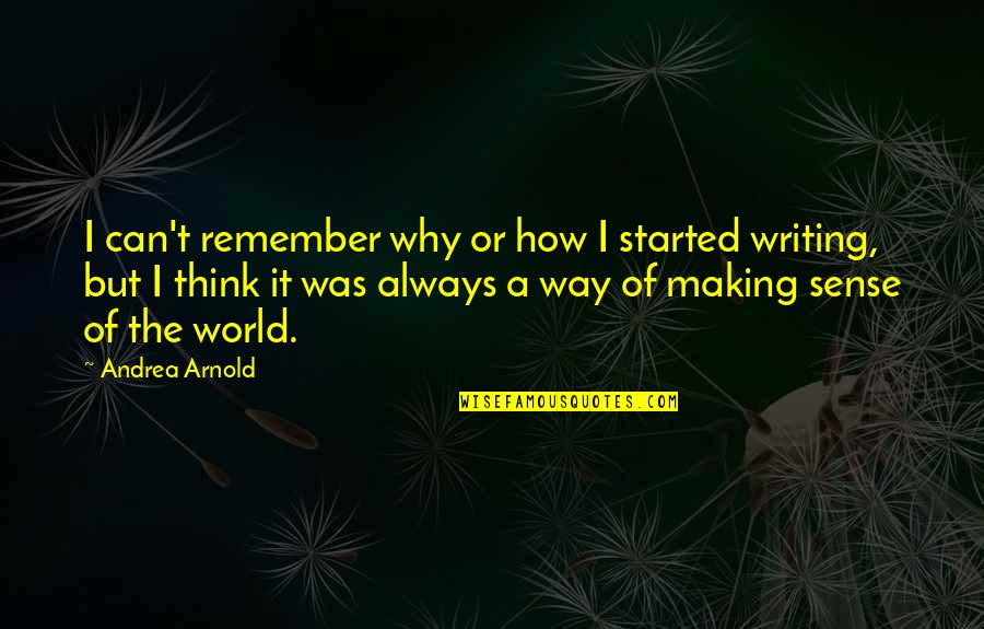 Boerger Llc Quotes By Andrea Arnold: I can't remember why or how I started