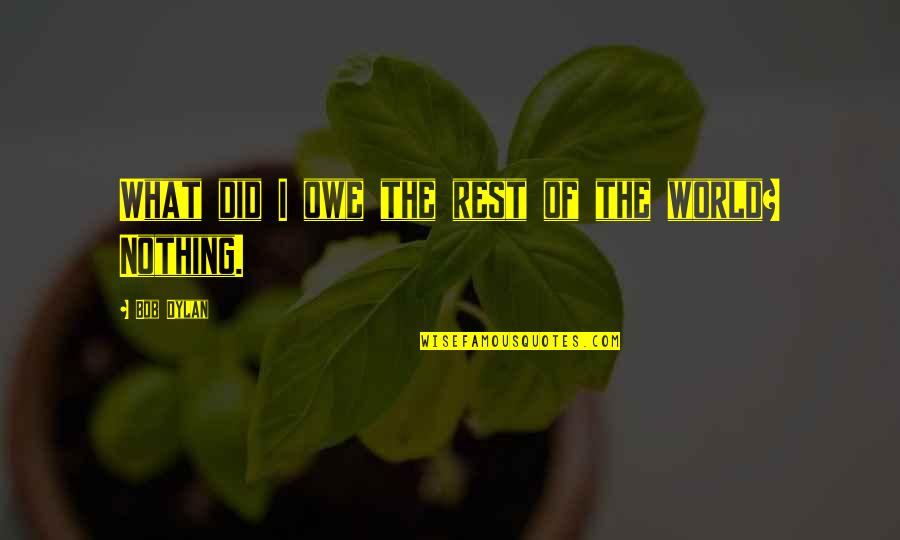 Boffins Quotes By Bob Dylan: What did I owe the rest of the Boffins Quotes By Bob Dylan: What did I owe the rest of the
