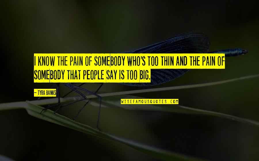 Bogardus Social Distance Quotes By Tyra Banks: I know the pain of somebody who's too Bogardus Social Distance Quotes By Tyra Banks: I know the pain of somebody who's too