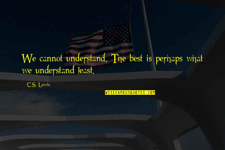 Bohlman Road Quotes By C.S. Lewis: We cannot understand. The best is perhaps what