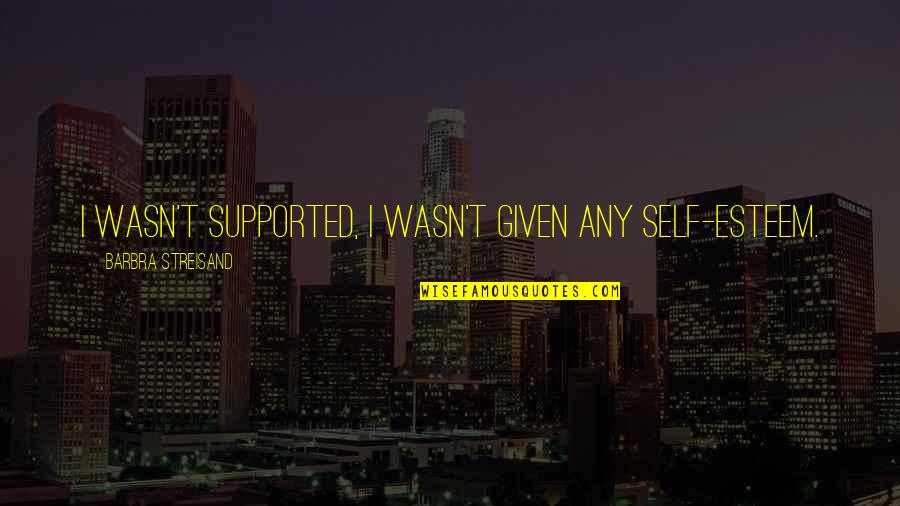 Bohringer Crusher Quotes By Barbra Streisand: I wasn't supported, I wasn't given any self-esteem. Bohringer Crusher Quotes By Barbra Streisand: I wasn't supported, I wasn't given any self-esteem.
