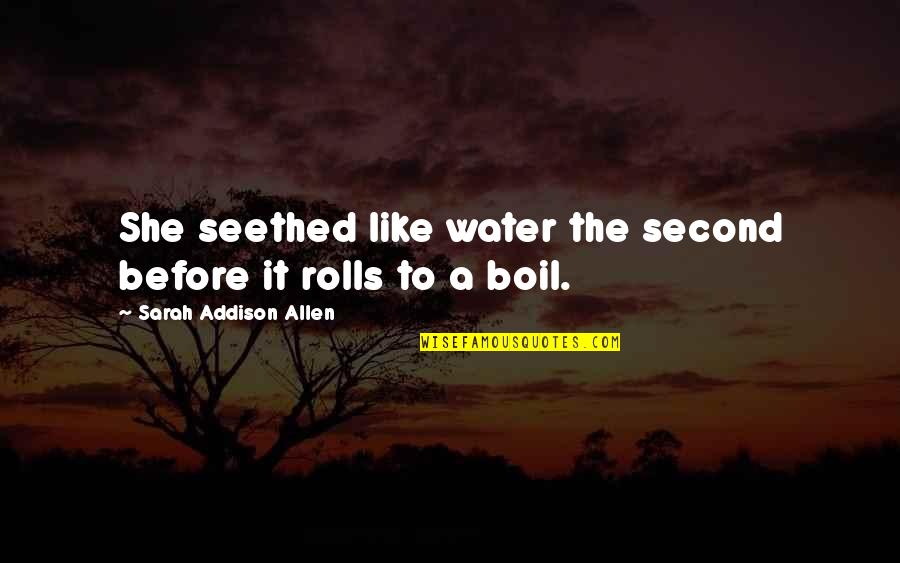 Boil Best Quotes By Sarah Addison Allen: She seethed like water the second before it