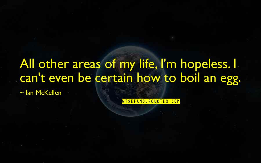 Boil Quotes By Ian McKellen: All other areas of my life, I'm hopeless. Boil Quotes By Ian McKellen: All other areas of my life, I'm hopeless.