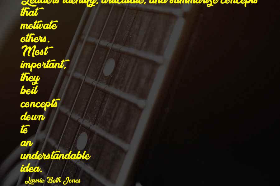 Boil Quotes By Laurie Beth Jones: Leaders identify, articulate, and summarize concepts that motivate Boil Quotes By Laurie Beth Jones: Leaders identify, articulate, and summarize concepts that motivate
