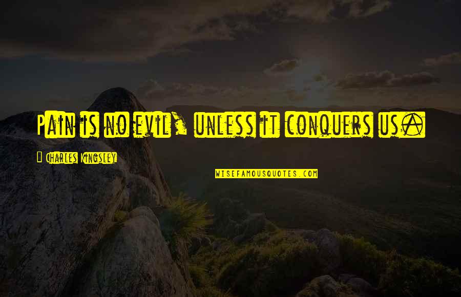 Boiler Install Quotes By Charles Kingsley: Pain is no evil, unless it conquers us.