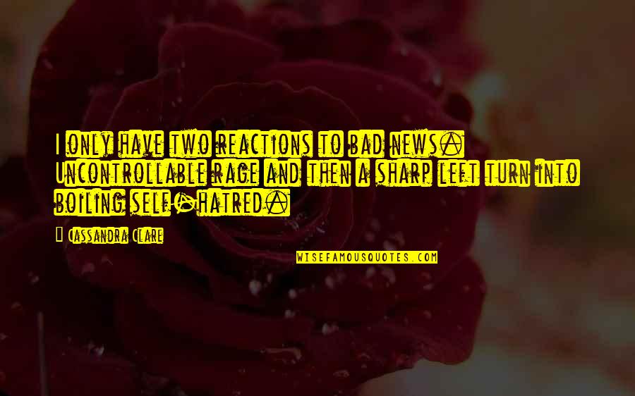 Boiling Quotes By Cassandra Clare: I only have two reactions to bad news.