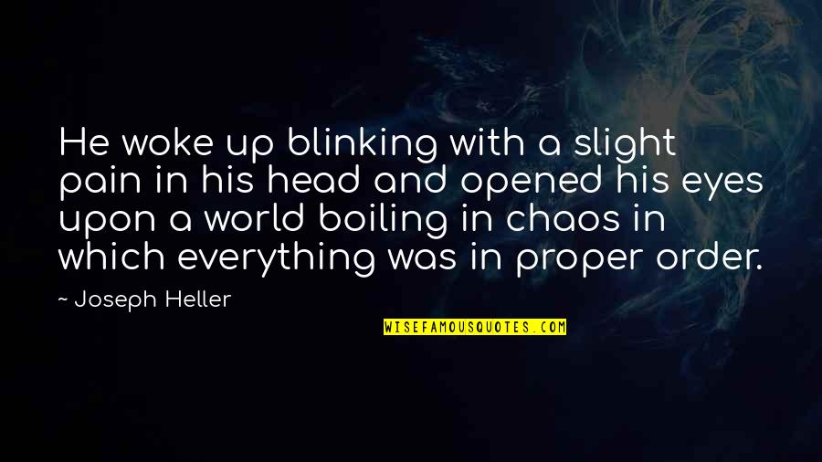 Boiling Quotes By Joseph Heller: He woke up blinking with a slight pain