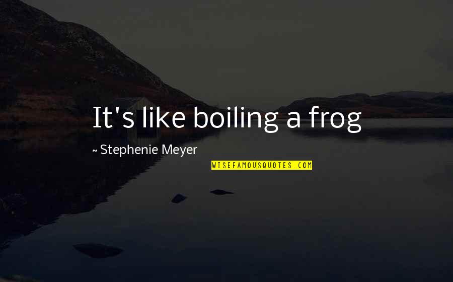 Boiling Quotes By Stephenie Meyer: It's like boiling a frog