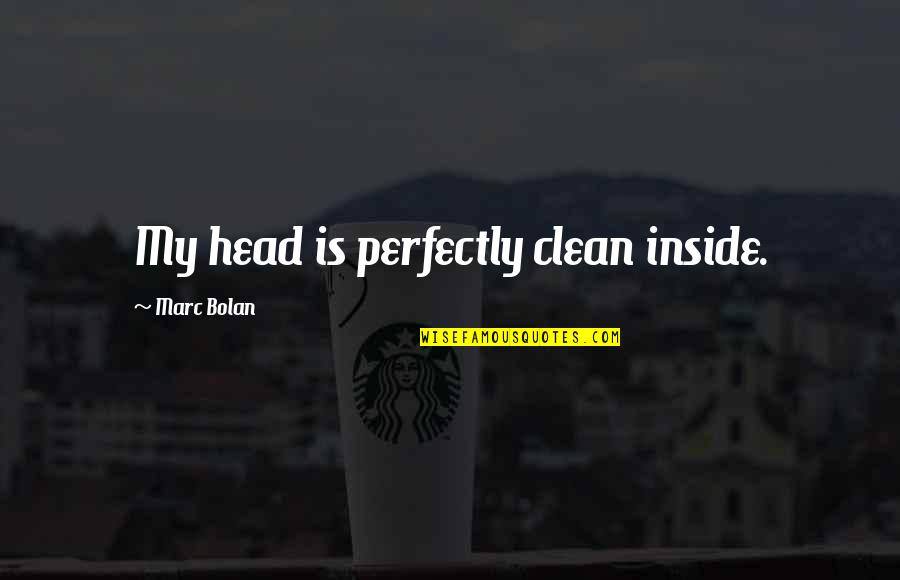 Bolan Quotes By Marc Bolan: My head is perfectly clean inside. Bolan Quotes By Marc Bolan: My head is perfectly clean inside.