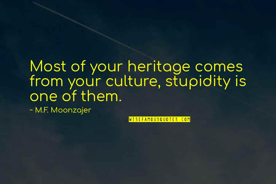 Bolas Citadel Quotes By M.F. Moonzajer: Most of your heritage comes from your culture,