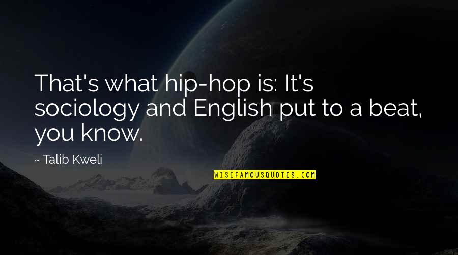 Bolelli Wife Quotes By Talib Kweli: That's what hip-hop is: It's sociology and English