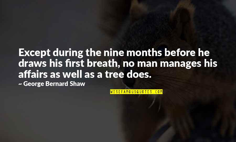 Bollas Entrenamiento Quotes By George Bernard Shaw: Except during the nine months before he draws Bollas Entrenamiento Quotes By George Bernard Shaw: Except during the nine months before he draws