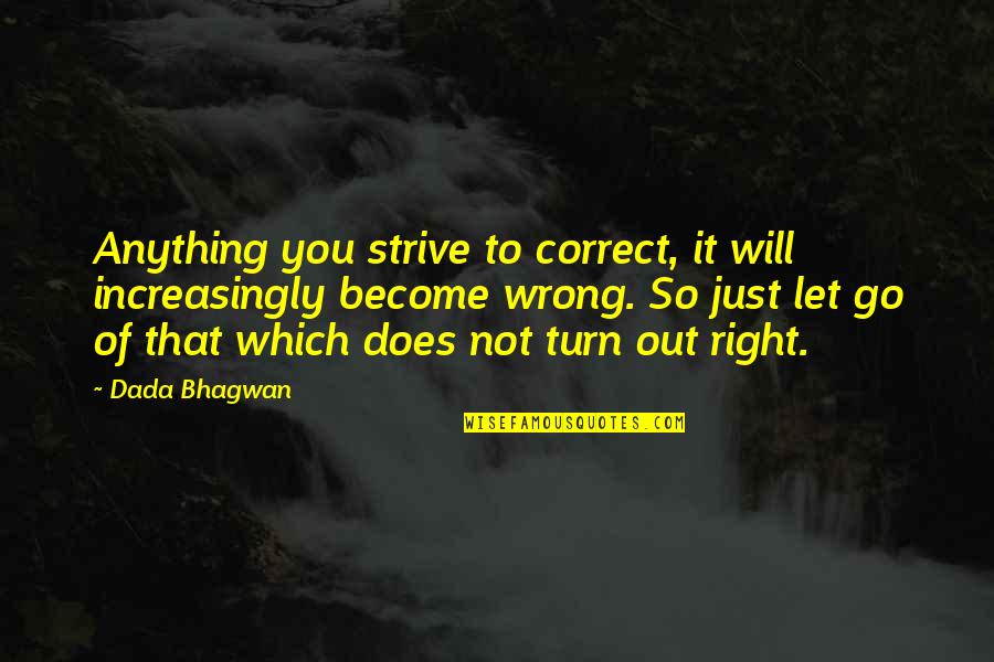 Bollini Art Quotes By Dada Bhagwan: Anything you strive to correct, it will increasingly