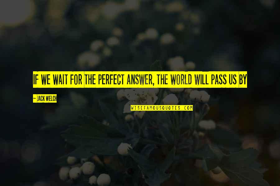 Bollock Knife Quotes By Jack Welch: If we wait for the perfect answer, the