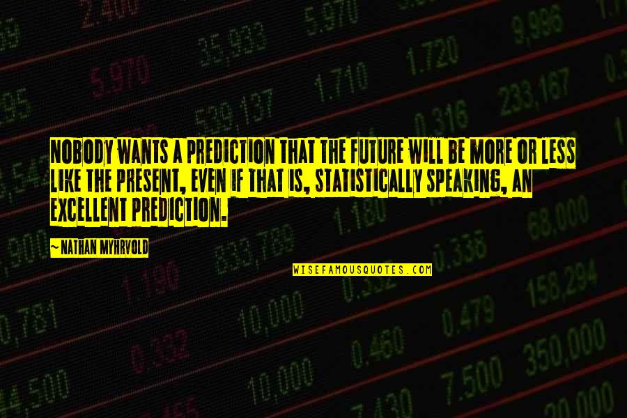 Bolted Synonym Quotes By Nathan Myhrvold: Nobody wants a prediction that the future will