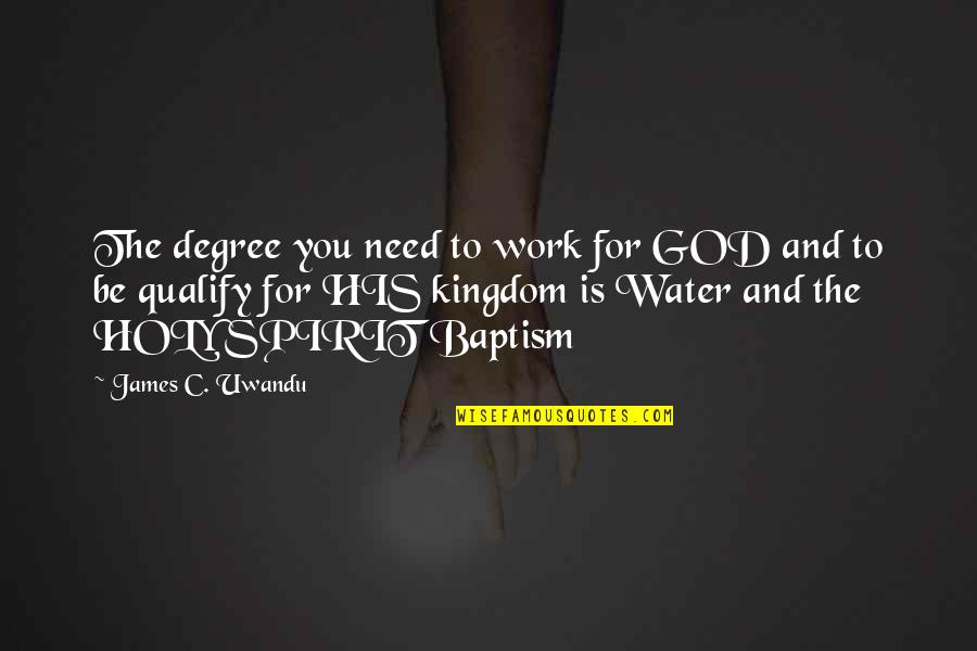 Boltenko Law Quotes By James C. Uwandu: The degree you need to work for GOD