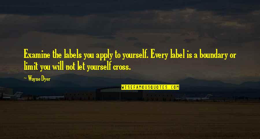Boluda Total Quotes By Wayne Dyer: Examine the labels you apply to yourself. Every