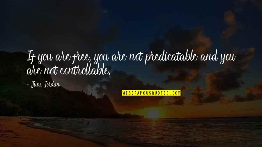 Bomb It Movie Quotes By June Jordan: If you are free, you are not predicatable