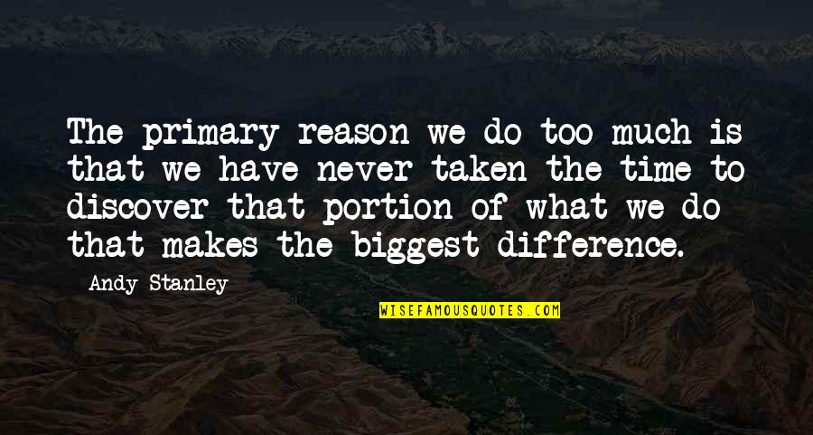 Bomback Director Quotes By Andy Stanley: The primary reason we do too much is
