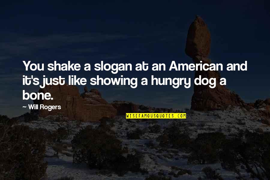 Bombyx Mandarina Quotes By Will Rogers: You shake a slogan at an American and
