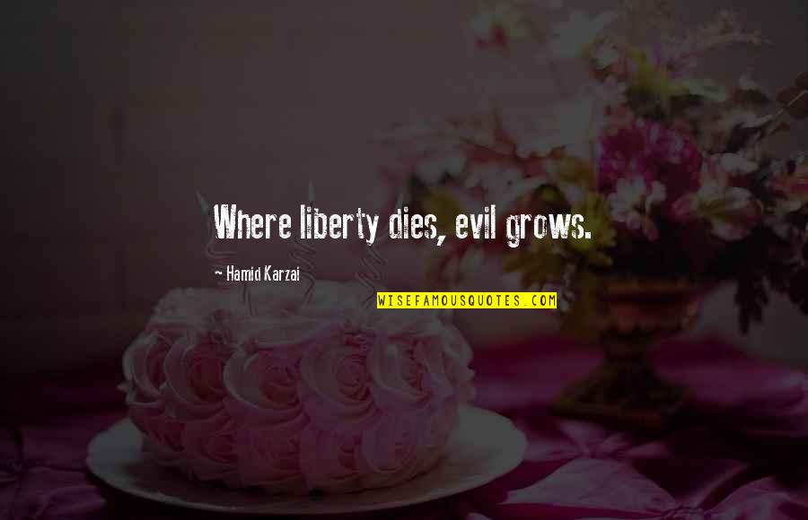 Bompard Cachemire Quotes By Hamid Karzai: Where liberty dies, evil grows. Bompard Cachemire Quotes By Hamid Karzai: Where liberty dies, evil grows.