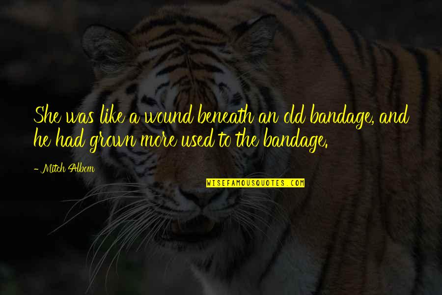 Bonaqua Hk Quotes By Mitch Albom: She was like a wound beneath an old