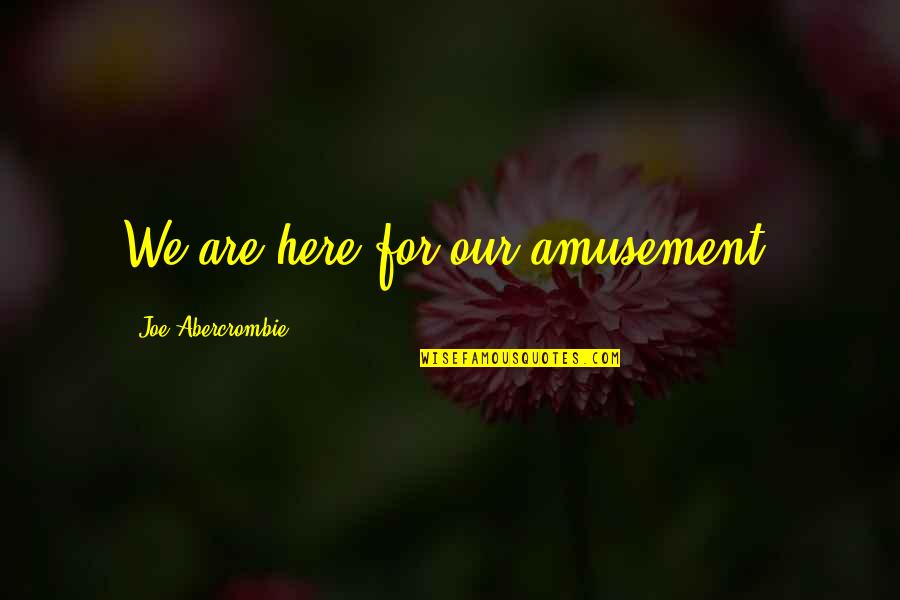 Bonbright Distributors Quotes By Joe Abercrombie: We are here for our amusement. Bonbright Distributors Quotes By Joe Abercrombie: We are here for our amusement.