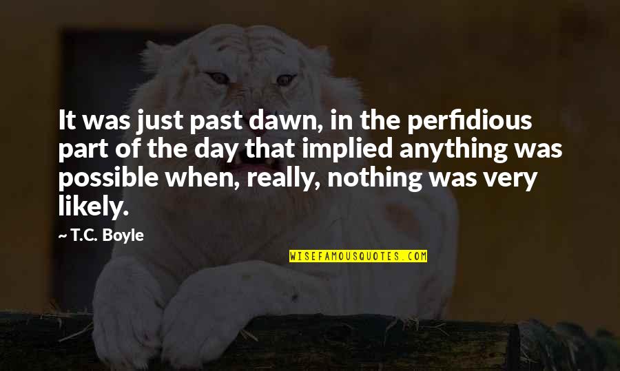 Bonding With Mother Quotes By T.C. Boyle: It was just past dawn, in the perfidious