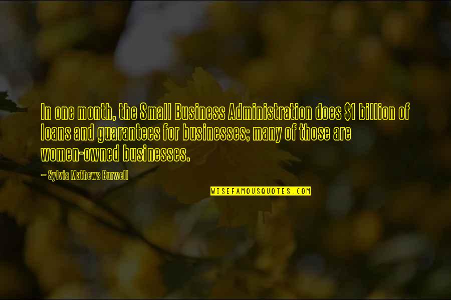 Bonds Between Mother And Daughter Quotes By Sylvia Mathews Burwell: In one month, the Small Business Administration does