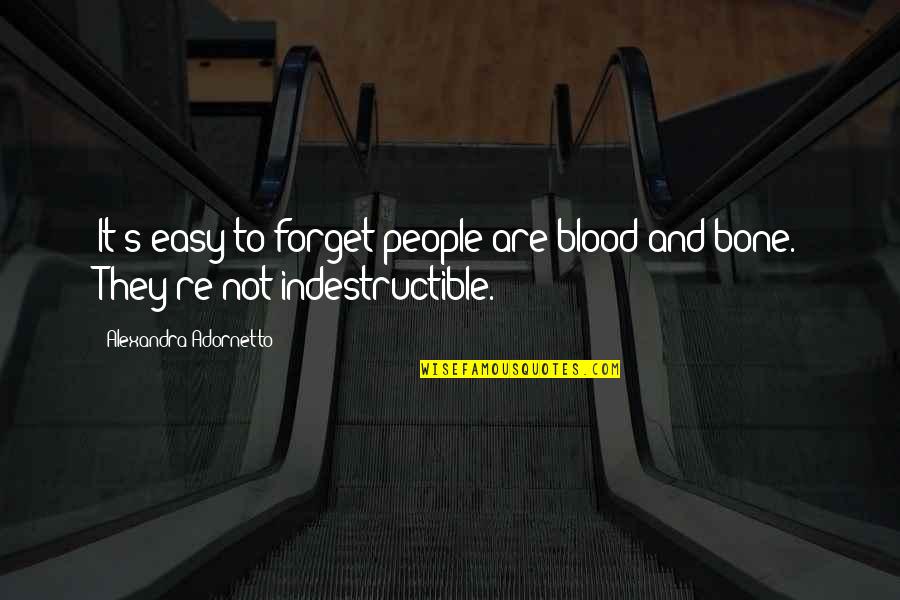 Bone And Blood Quotes By Alexandra Adornetto: It's easy to forget people are blood and