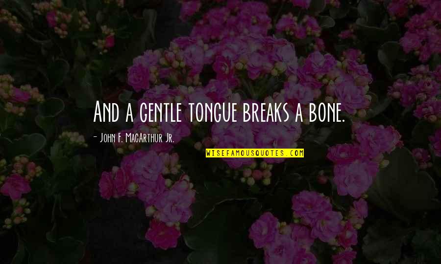 Bone Quotes By John F. MacArthur Jr.: And a gentle tongue breaks a bone.