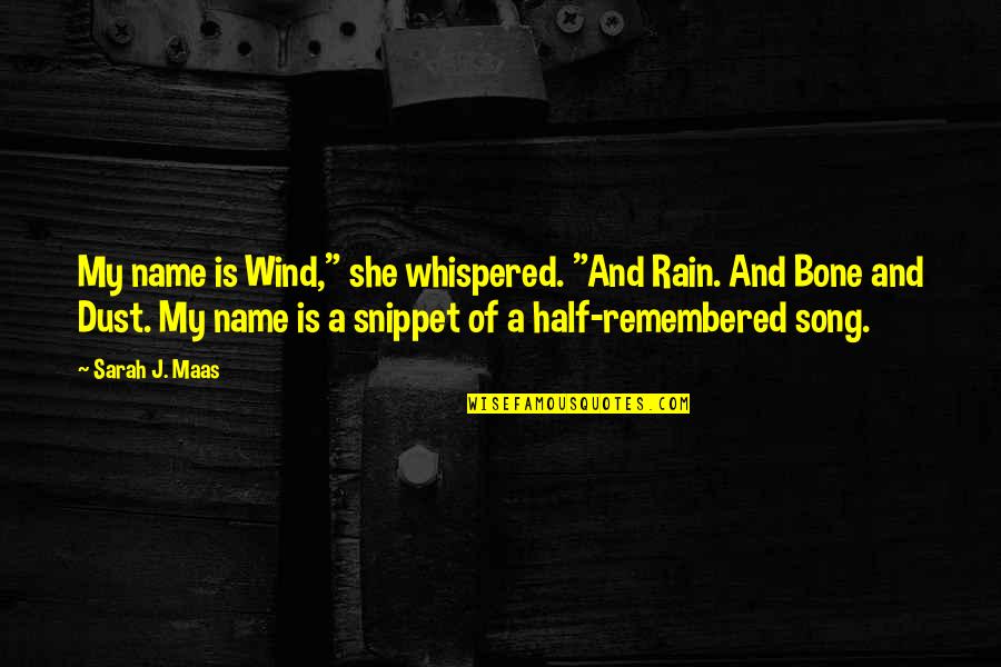 Bone Quotes By Sarah J. Maas: My name is Wind," she whispered. "And Rain.