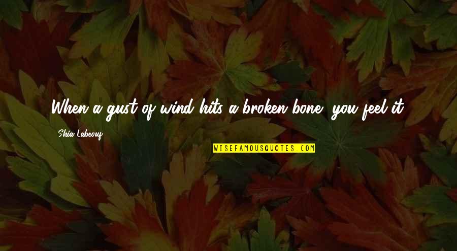 Bone Quotes By Shia Labeouf: When a gust of wind hits a broken