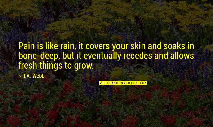 Bone Quotes By T.A. Webb: Pain is like rain, it covers your skin