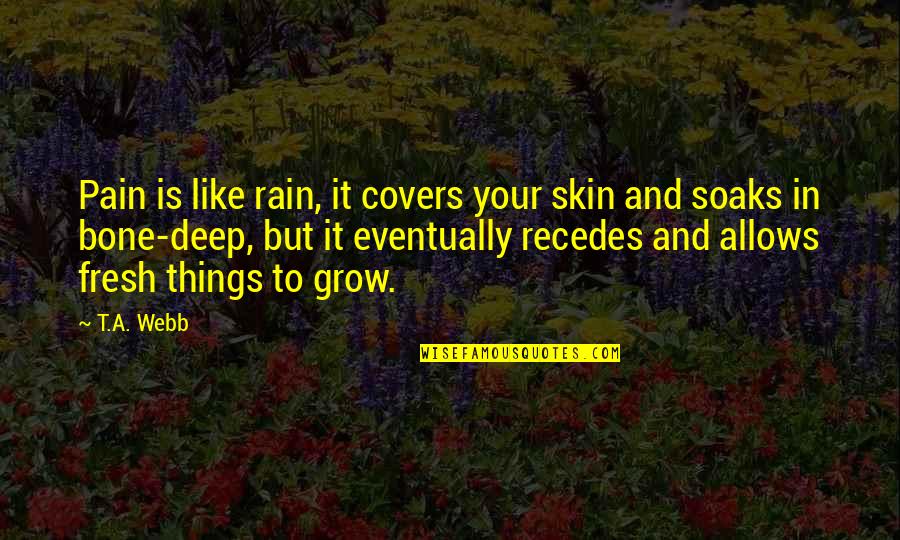 Bone Quotes By T.A. Webb: Pain is like rain, it covers your skin Bone Quotes By T.A. Webb: Pain is like rain, it covers your skin