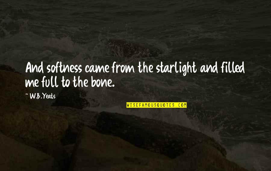 Bone Quotes By W.B.Yeats: And softness came from the starlight and filled