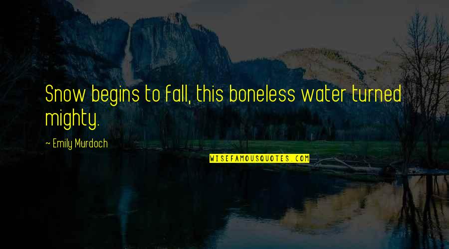 Boneless Quotes By Emily Murdoch: Snow begins to fall, this boneless water turned