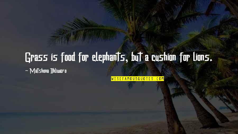 Bongkah Enjin Quotes By Matshona Dhliwayo: Grass is food for elephants, but a cushion
