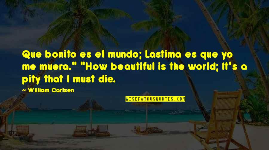 Bonito Quotes By William Carlsen: Que bonito es el mundo; Lastima es que