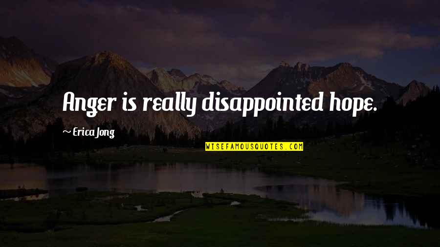 Bonne Nuit Memorable Quotes By Erica Jong: Anger is really disappointed hope.