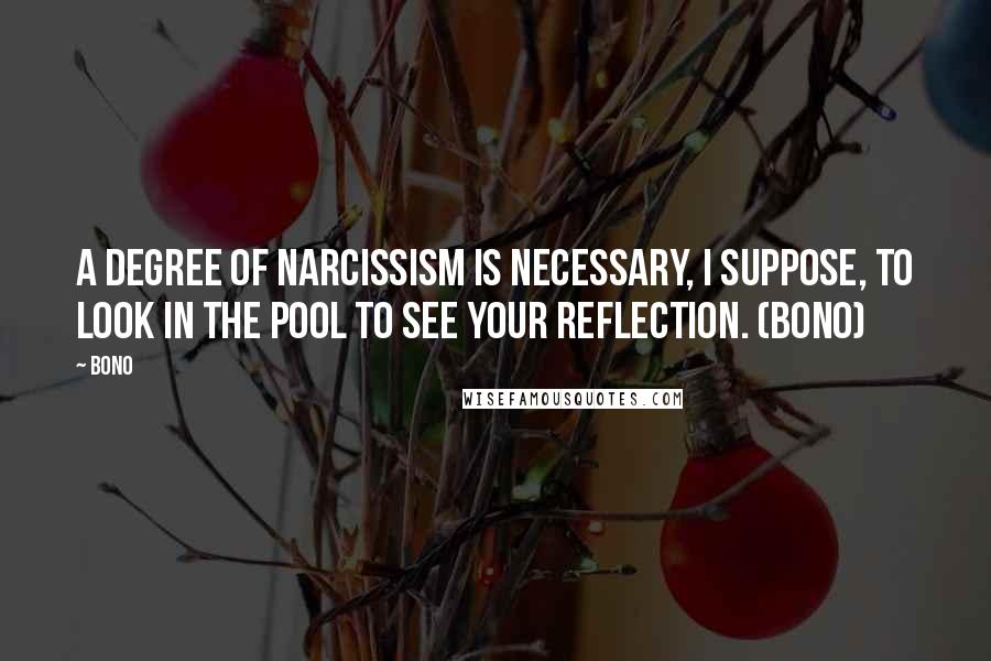 Bono quotes: A degree of narcissism is necessary, I suppose, to look in the pool to see your reflection. (Bono)