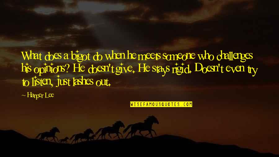 Bonomolo Limo Quotes By Harper Lee: What does a bigot do when he meets Bonomolo Limo Quotes By Harper Lee: What does a bigot do when he meets