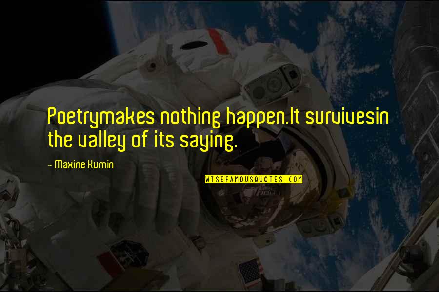 Bonyolult K Pletek Quotes By Maxine Kumin: Poetrymakes nothing happen.It survivesin the valley of its