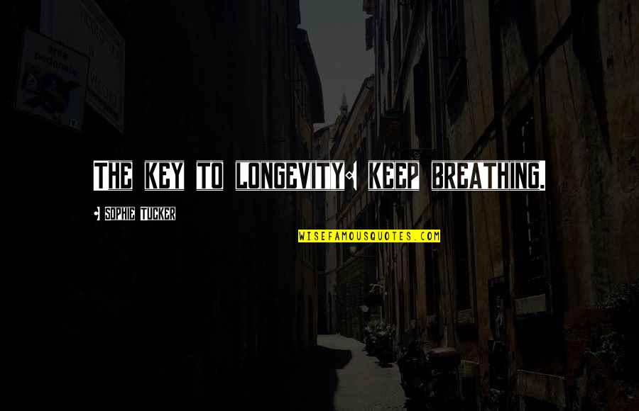 Boo Radley Knothole Quotes By Sophie Tucker: The key to longevity: keep breathing.