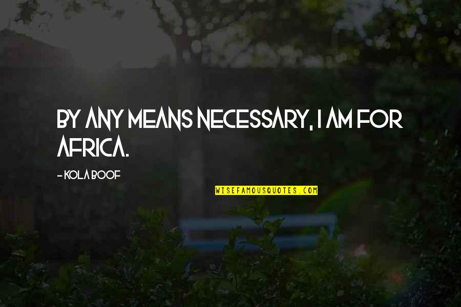 Boof Quotes By Kola Boof: By any means necessary, I am for Africa.