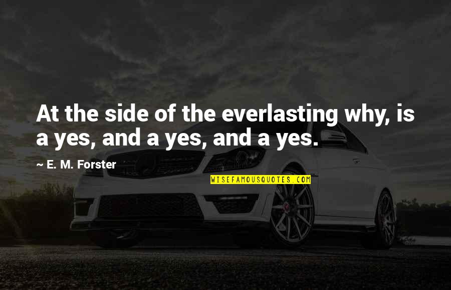 Boogity The Car Quotes By E. M. Forster: At the side of the everlasting why, is