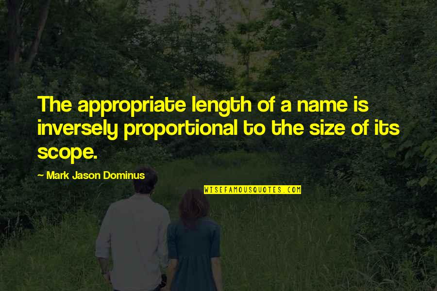 Book Club Inspirational Quotes By Mark Jason Dominus: The appropriate length of a name is inversely